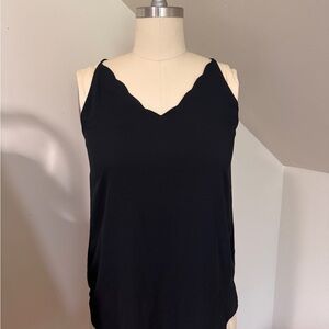 Black Scallop-Edge Women's Top